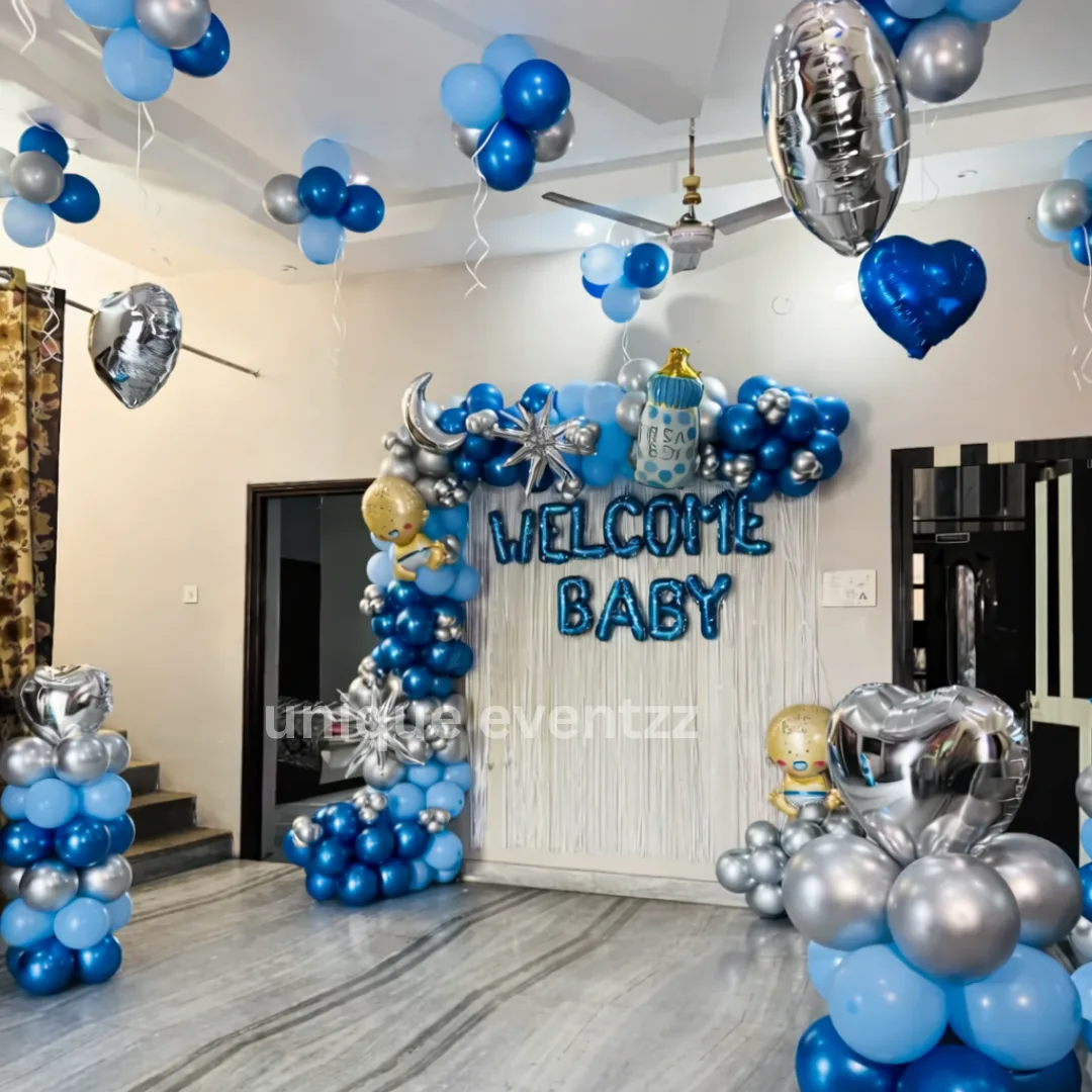 Blue Theme Welcome Decoration For Baby Boy